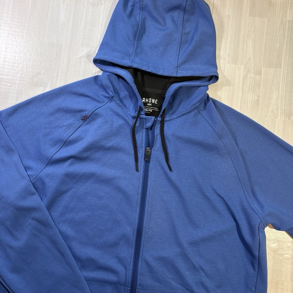 Rhone Spar Tactel Hoodie Men's 2XL Blue Activewear Warm Up Long Sleeve Full Zip